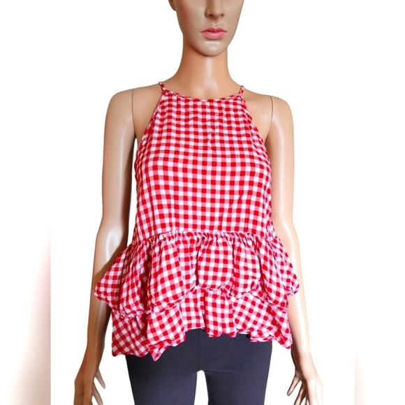 Zara Trafaluc Collection Red Gingham Halter Top - Picture 1 of 7